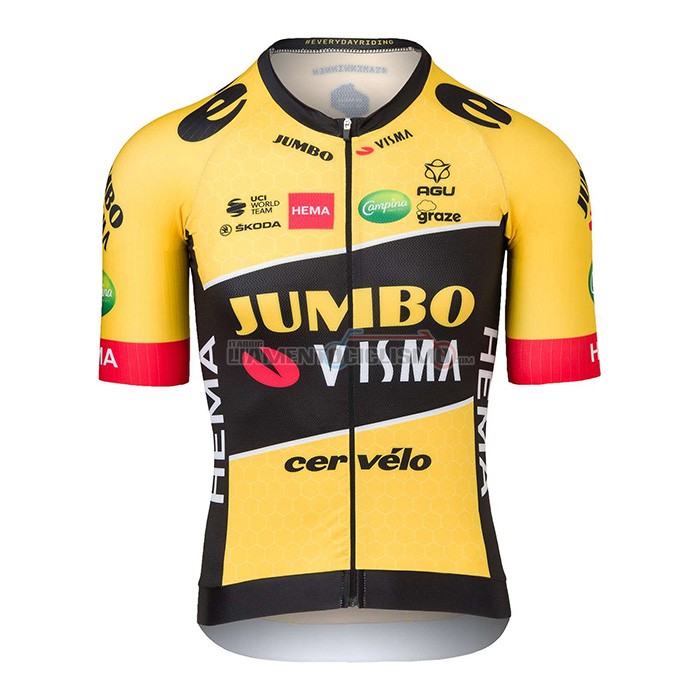 Abbigliamento Ciclismo Jumbo Visma Manica Corta 2022 Nero Giallo